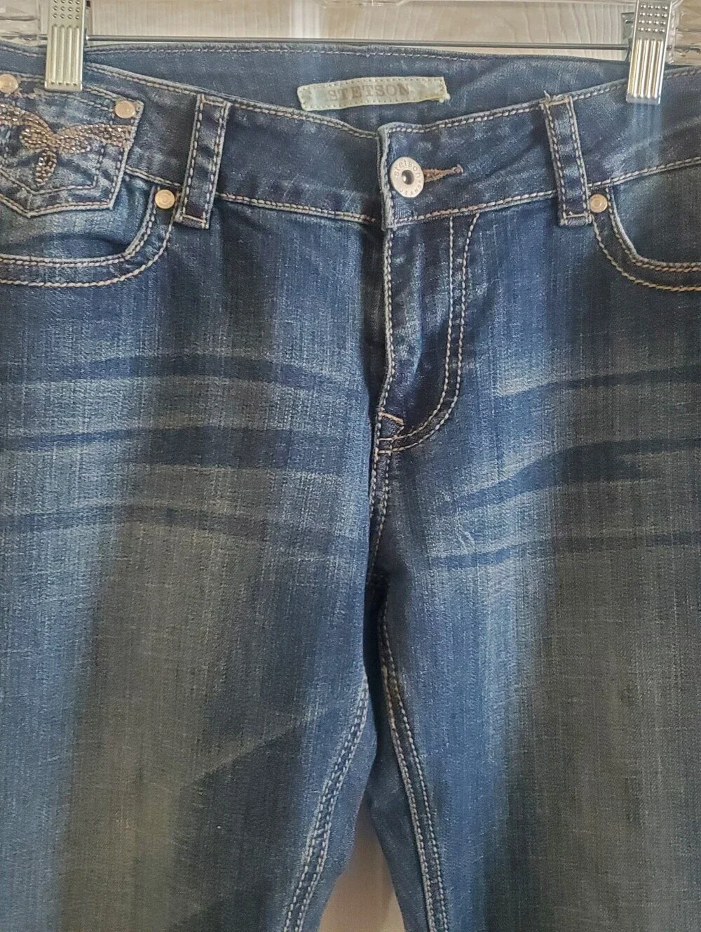 STETSON HOLLYWOOD BOOTCUT #818. SZ 14R. BLUE DENIM JEANS. Western